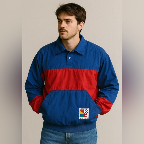 Vintage Newport Blue Windbreaker Pullover - Picture 1 of 7
